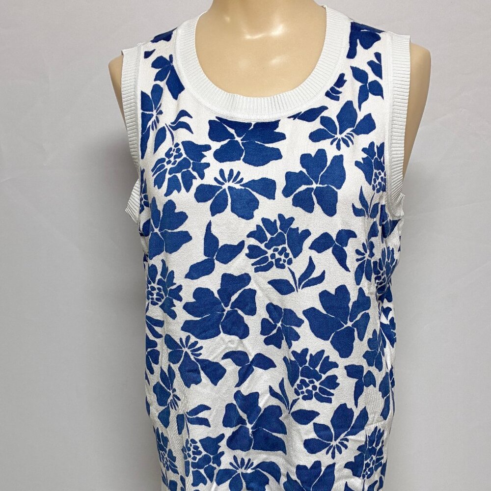 Style & Co. Women's Printed Sleeveless Crewneck Sweater, M